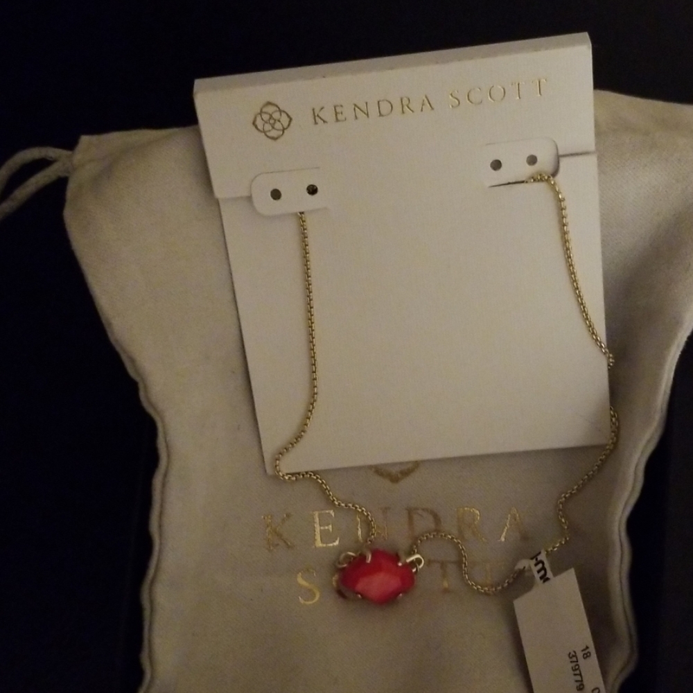 Kendra scott gold and pink necklace